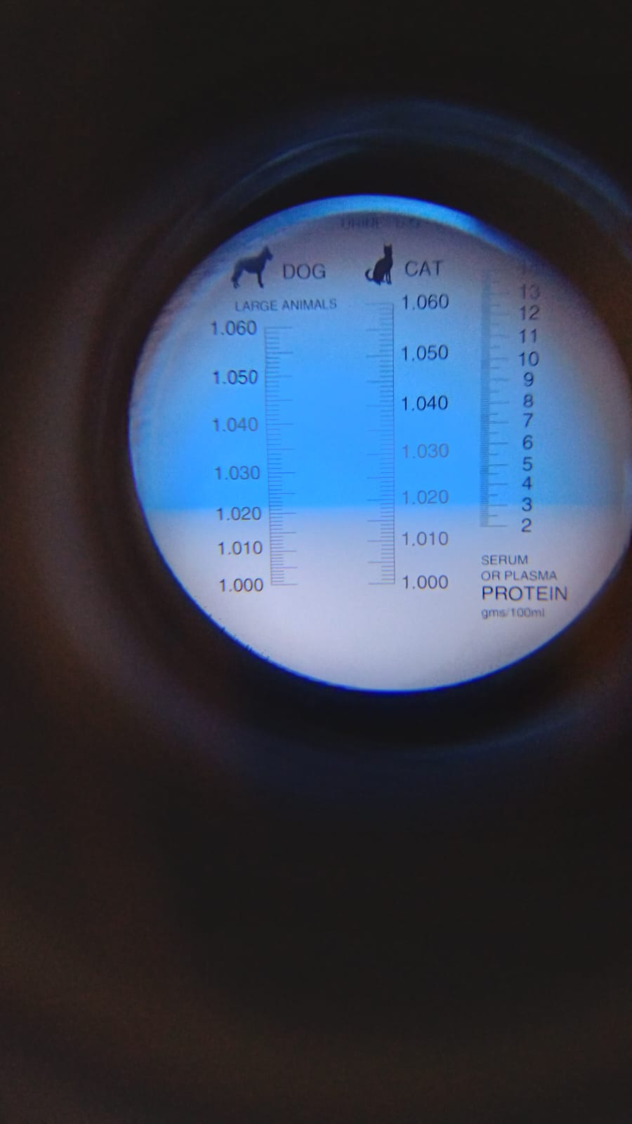 Refractómetro veterinario con escala canino felino